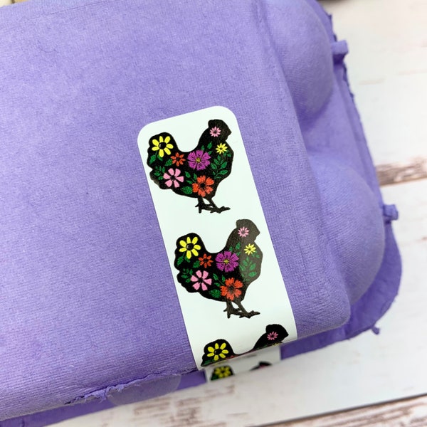 Egg Carton Tape - Egg Carton Label - Flower Chicken - Chicken Lover Gift idea - Silkie - Duck Egg Carton - Fresh Eggs - Stocking Stuffer