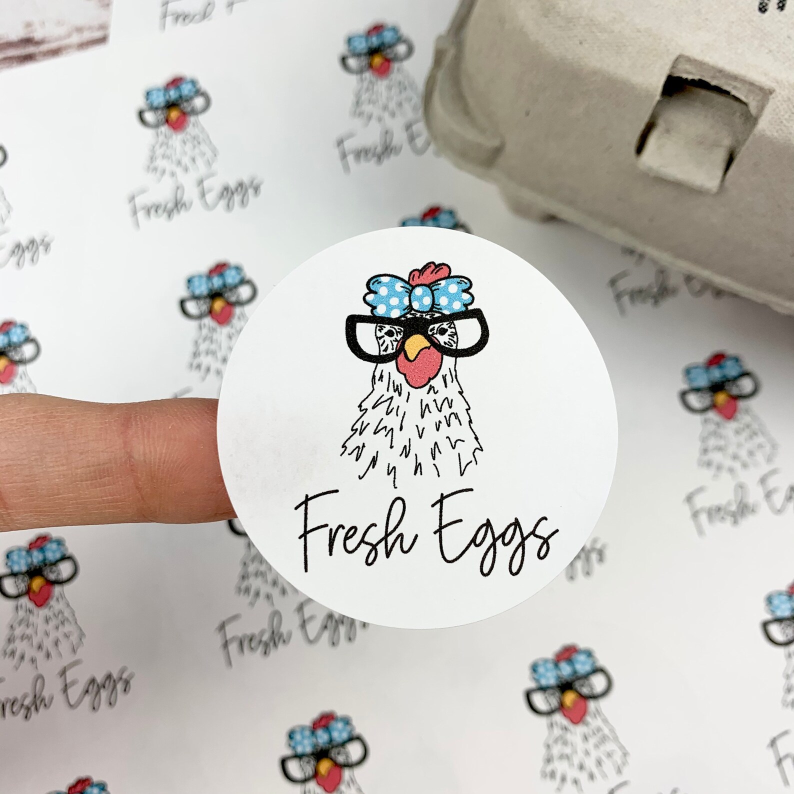 Egg Carton Label Funny Chicken Face Egg Carton Design - Etsy