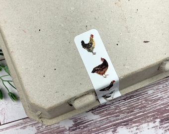 Egg Carton Tape Stickers - Chicken Design, Personalized Label