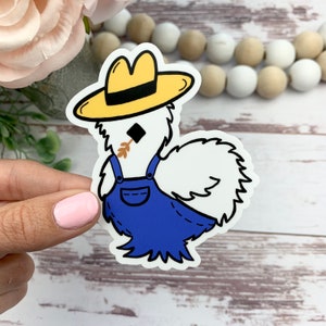 Farmer Silkie Large Sticker - Chicken Sticker - Bumper Sticker - Chicken Coop Sticker - Cute Chicken Sticker - Laptop Chicken Lady Gift Idea