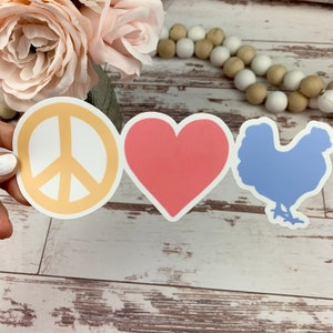 Peace Love Chickens Bumper Sticker - Chicken Sticker - Chicken Coop Sticker - Cute Chicken Sticker - Laptop Sticker - Chicken Lady Gift Idea