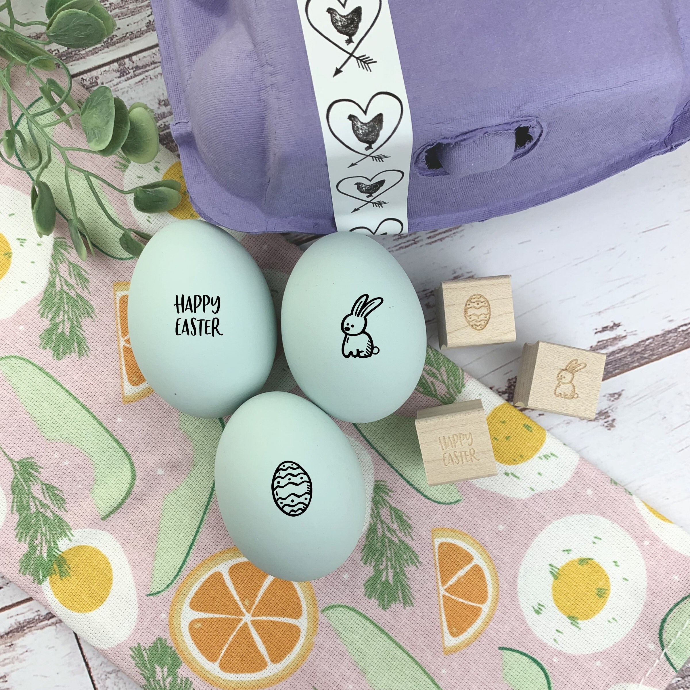 Set of 3 Easter Egg Mini Egg Stamps - Chicken Heart - Enjoy - Butt Nugget -  Chickens - Chicken Lover Gift - Egg Cartons - FarmhouseMaven