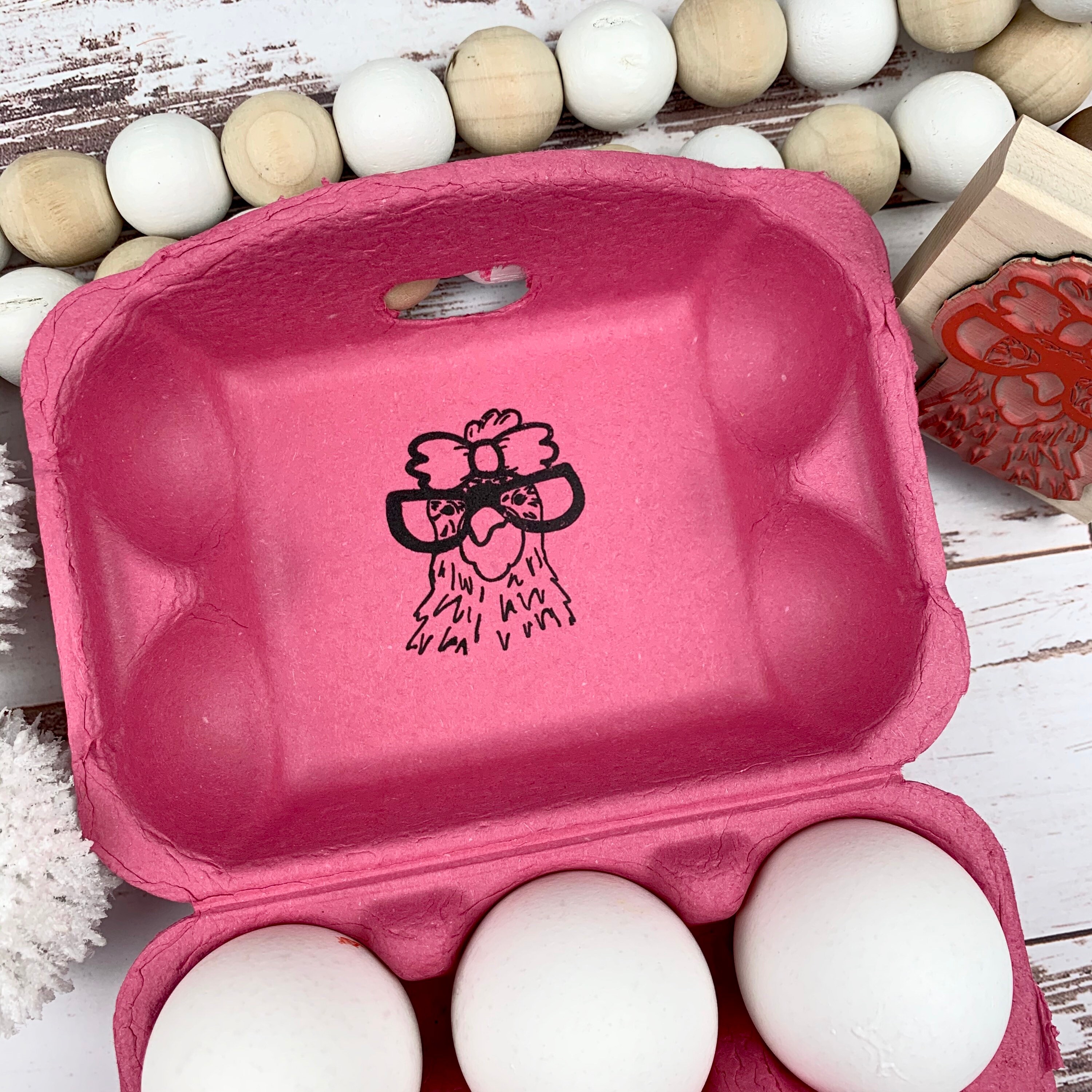 Egg Carton Stamp Funny Chicken Face Egg Carton Label Etsy