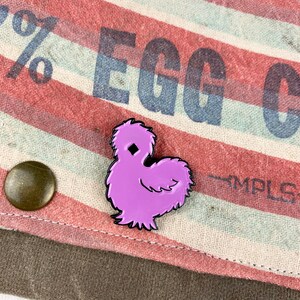 Enamel Chicken Pin Cute Chicken Pin Purple Silkie Chicken Farm Pin Chicken Gift FarmhouseMaven Fresh Eggs Chicken Lover Gift image 3