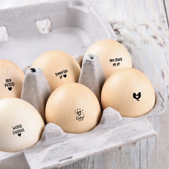 Wooden Egg Labels Stamp, Wooden Stamp Logo, Date Stamp Eggs