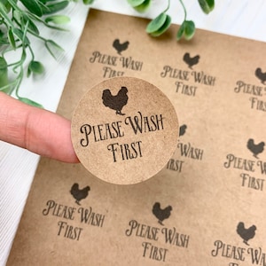 Please Wash First Sticker - 30 Stickers - Fresh Eggs Stickers - Egg Carton Stickers - Backyard Chickens - Chicken Lover Gift Idea