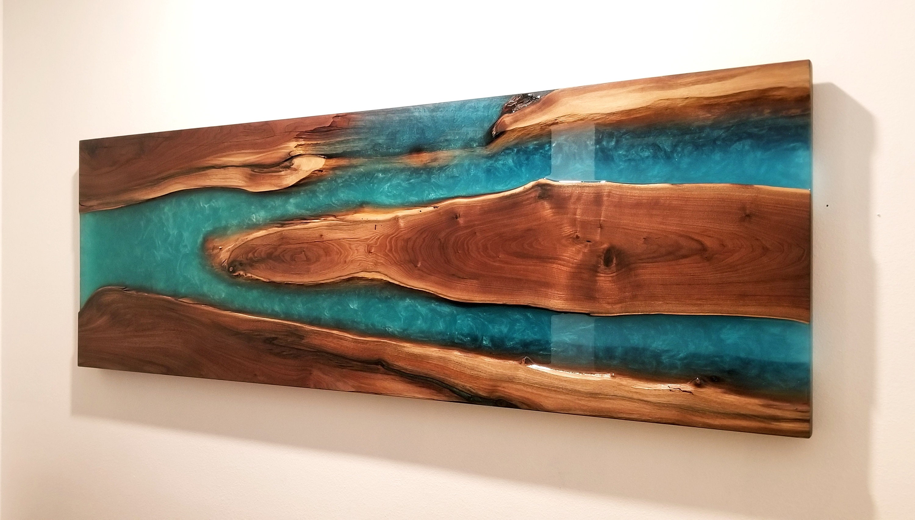 SOLD Walnut Epoxy River Wall Art Wood and Epoxy Wall Mount Etsy