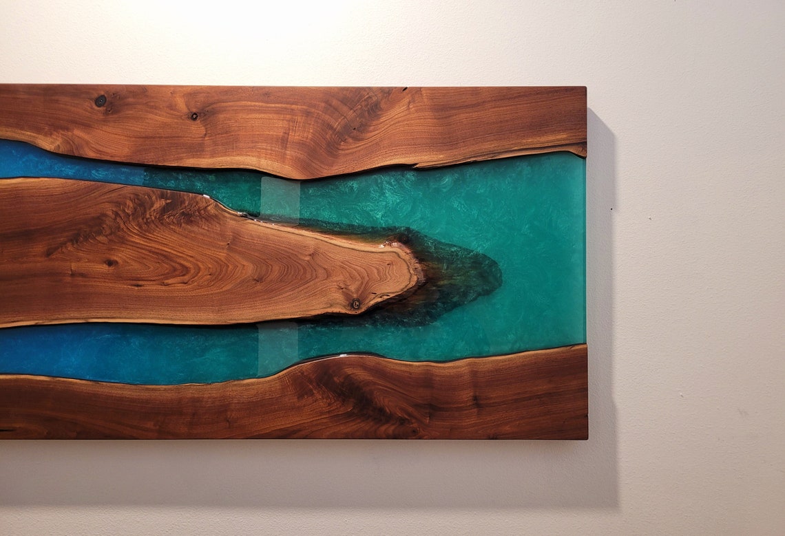 SOLD Walnut Epoxy River Wall Art Wood and Epoxy Wall Mount Etsy