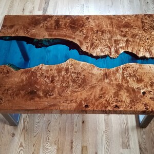 Sold - Epoxy resin coffee table - live edge coffee table - epoxy table - resin coffee table - wood table - blue coffee table