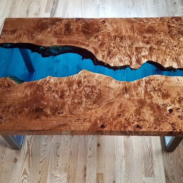 Sold - Epoxy resin coffee table - live edge coffee table - epoxy table - resin coffee table - wood table - blue coffee table