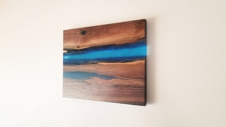 Arte De La Pared Del Rio Epoxi Madera Y Soporte De Pared Etsy