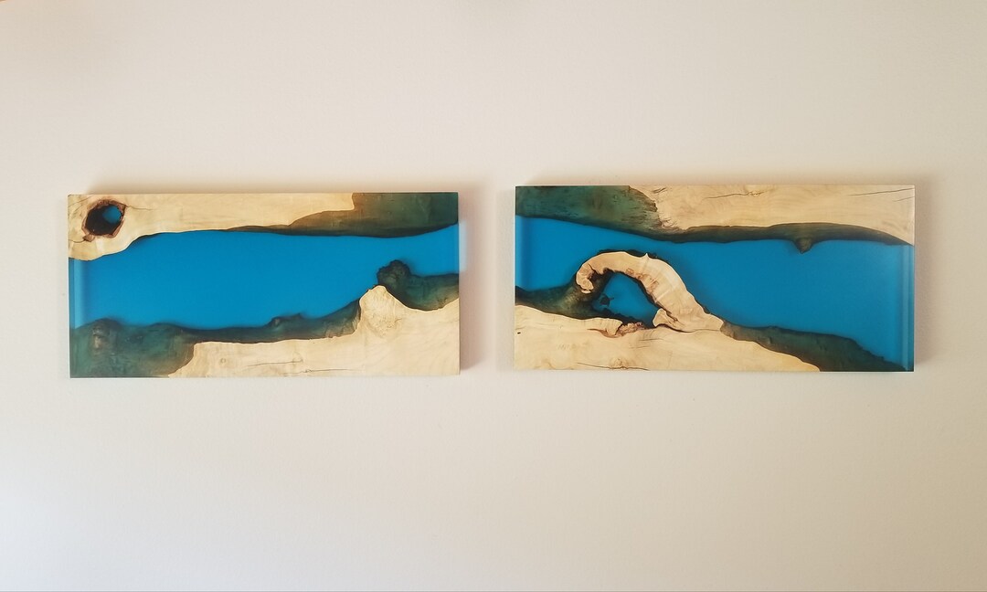 Segmented Wood and Epoxy Wall Mount Epoxy Table Wall Hang Wood and Epoxy Art Wall Art Live Edge