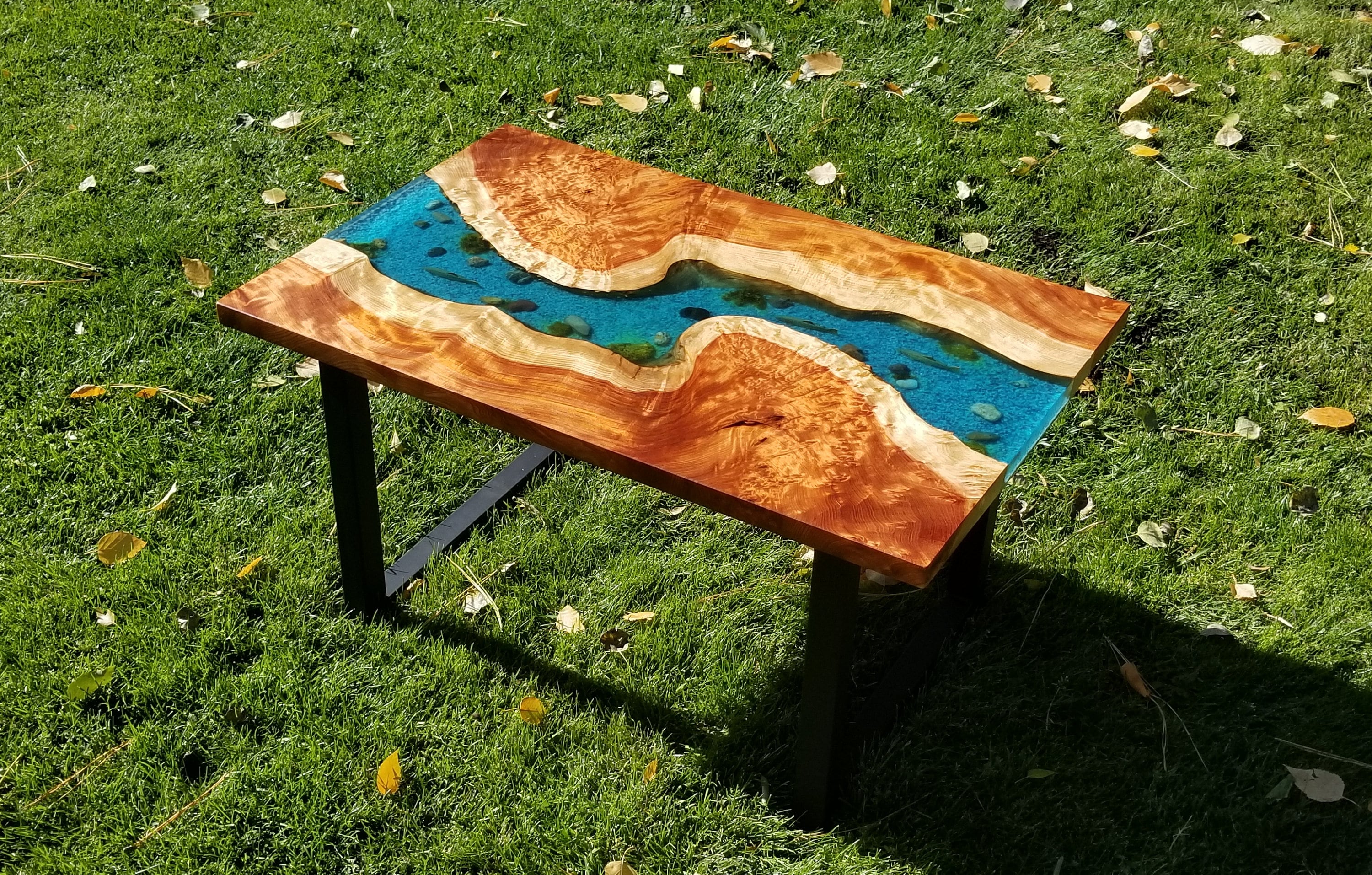 Stream of River Coffee Table, American Fir Burl