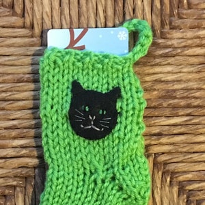 Cat Gift Card Holder, Cat Lovers Gift Card Stocking, miniature Christmas stocking, Pet Lover, Pet Sitter Gift, Cat ornament, Cat stocking