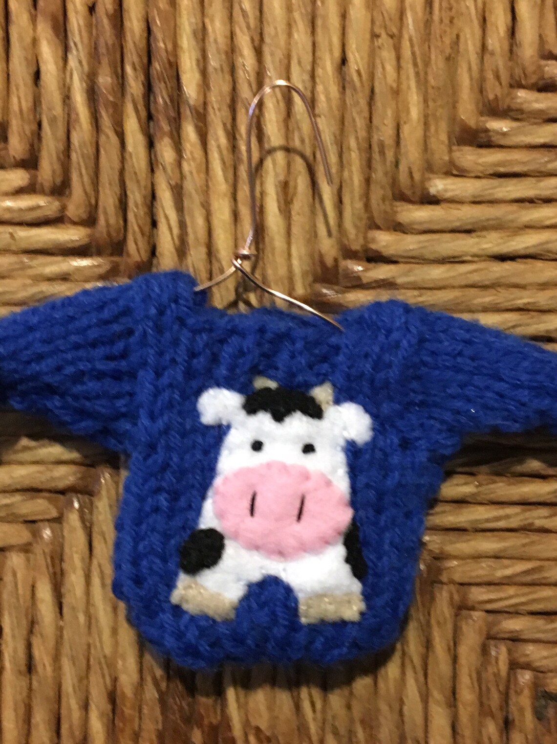 Custom Cow Ornament Mini Sweater Ornament W Cow Applique Etsy