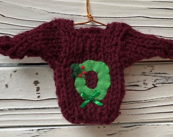 Handmade Christmas Ornament w Wreath applique