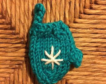 Tiny Mitten Xmas Ornament,  miniature knit mitten ready to hang or give as a gift, secret santa gift, handknit Christmas