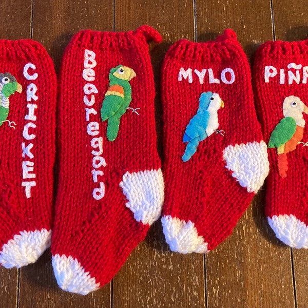 Custom Bird Stocking, personalized pet stocking for pet bird, parrot stocking, parakeet stocking, bird christmas stocking, pet bird xmas