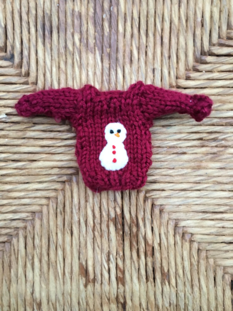 snow-woman Custom Snow People Ornaments snowboy snowgirl Hand-knit Christmas Ornaments w Snowman personalized mini sweater ornaments