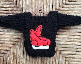 Ornament appliqué hockeyschaats, minitruiornament aangepaste teamkleuren