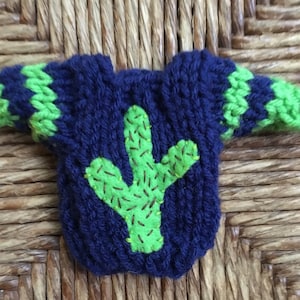 Custom Cactus Ornament, Mini Sweater Ornament w Desert Cactus Applique, Cactus Love, Southwest Christmas, Desert Christmas, kitsch christmas