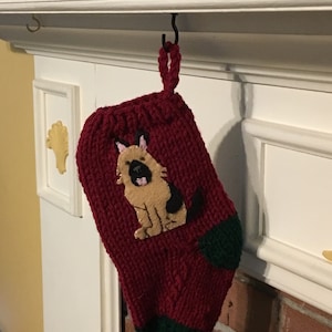 German Shepherd Stocking, Custom stocking for Dog, Dog stocking, MTO pet stocking, German Shepherd dog owner, pet sitter walker gift, knit