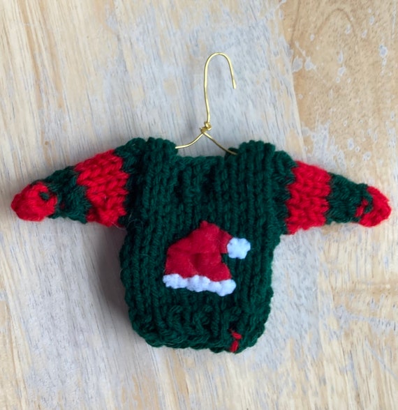 6 Hand Knit Mini Christmas Holiday Santa Sweater/craft/ornament/Doll C29-Black 