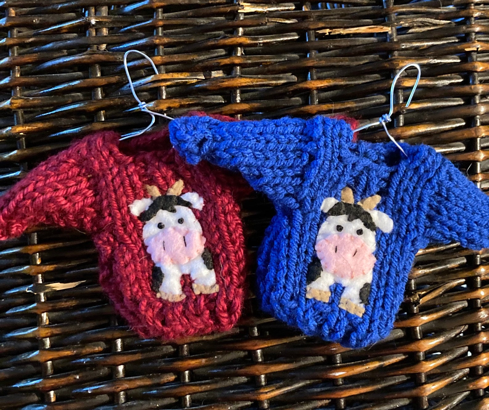 Custom Cow Ornament Mini Sweater Ornament W Cow Applique Etsy