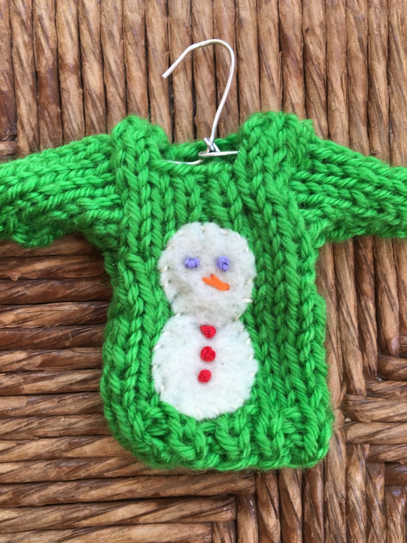 snow-woman Custom Snow People Ornaments snowboy snowgirl Hand-knit Christmas Ornaments w Snowman personalized mini sweater ornaments