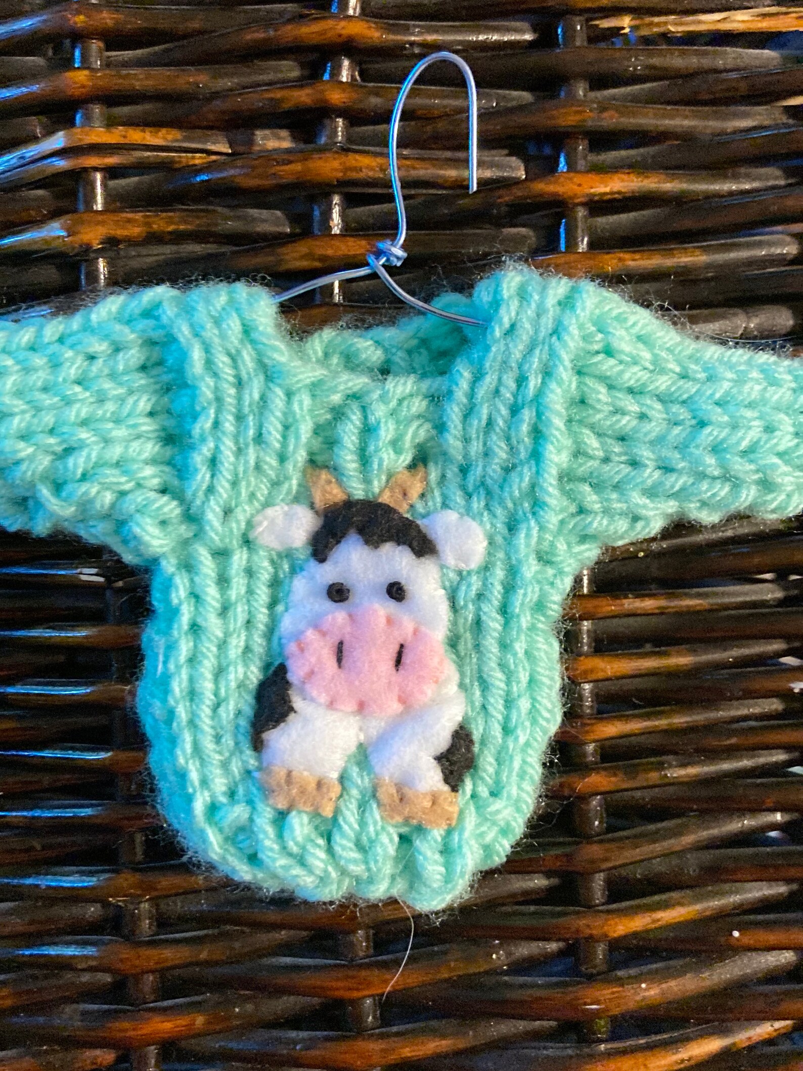 Custom Cow Ornament Mini Sweater Ornament W Cow Applique Etsy