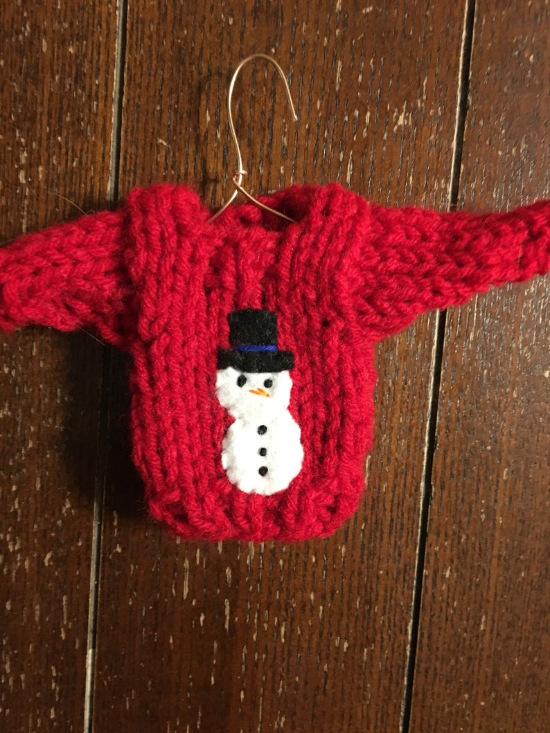 snow-woman Custom Snow People Ornaments snowboy snowgirl Hand-knit Christmas Ornaments w Snowman personalized mini sweater ornaments