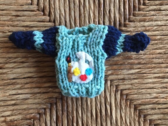 Art Ornament Mini Sweater Ornament W Artists Palette Art Etsy