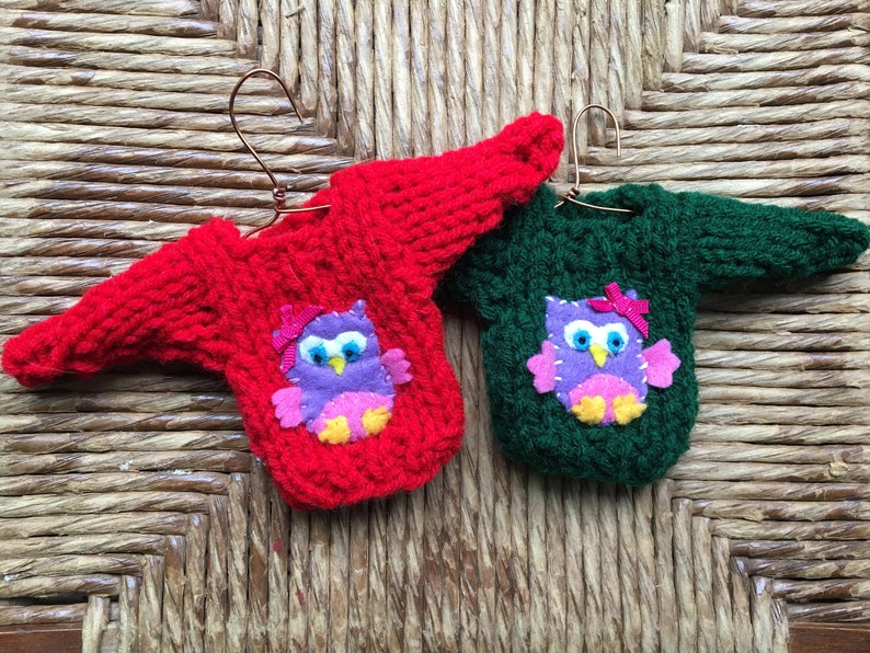Baby Owl Ornament for Baby's First Christmas Mini Sweater - Etsy