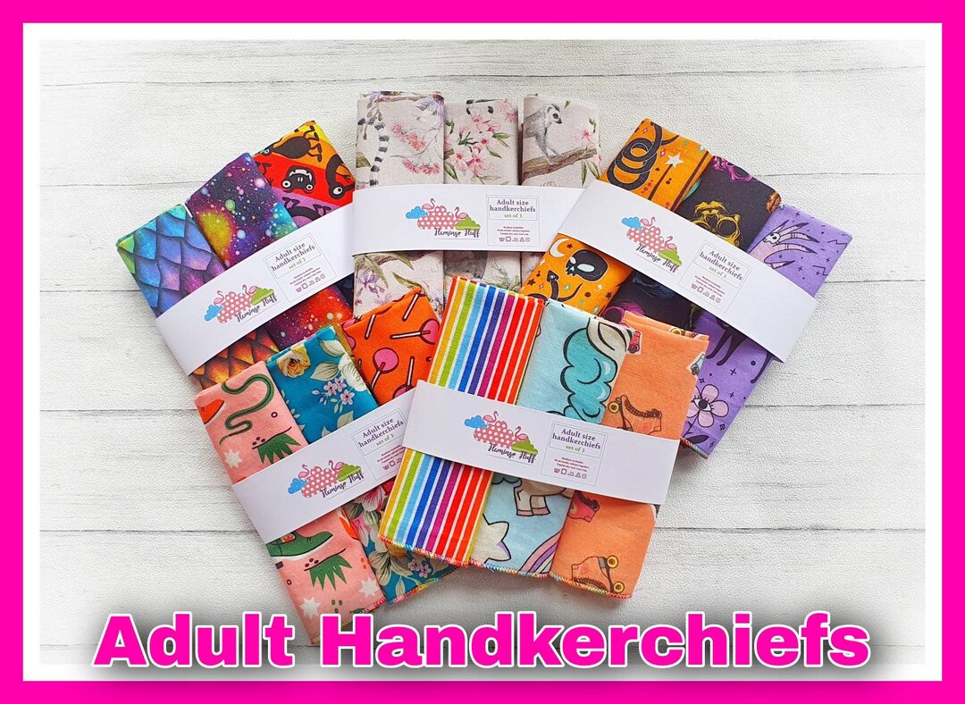 Set of 3 Adult Sized Cloth Hankies Washable Handkerchiefs Etsy