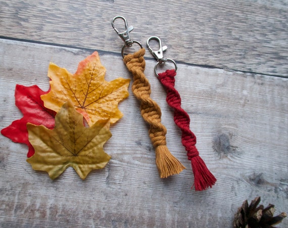 Macrame Twist Keyrings Dna Keychain Bag Accessories Boho Etsy