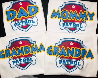 Paw Patrol Shield Inspired Birthday Shirt / FREE SHIPPING ELIGIBLE / Tshirt / Tank Top / Mom / Dad / Grandma / Abuela / Aunt / Matching