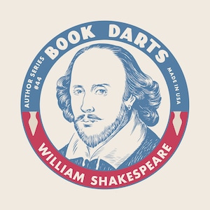 Book Darts Author Series #44, William Shakespeare, 50 per tin, FREE SHIPPING in USA, bookmarks, line-holders