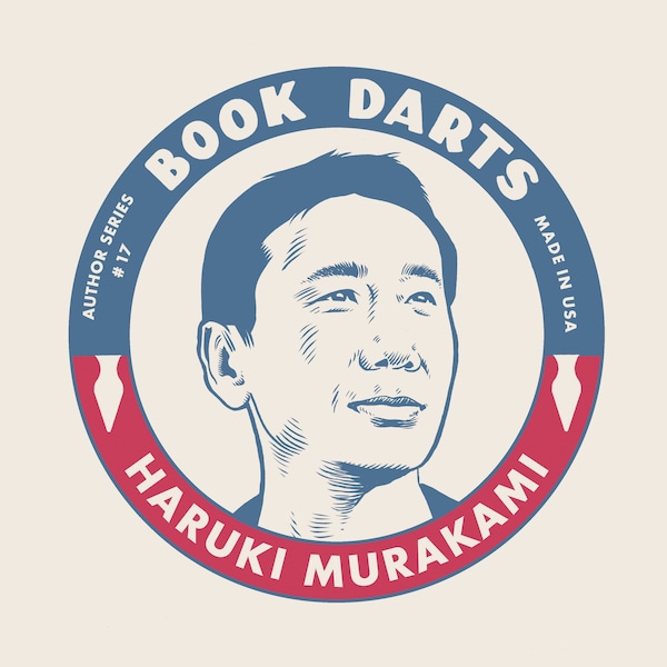 Book Darts Author Series #17 Haruki Murakami, 50 per tin, FREE SHIPPING in USA, bookmarks, line-holders