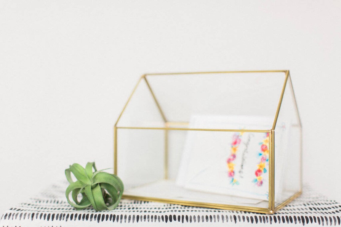 Gold Glass House Card Box Personalized Wedding Card Box Etsy