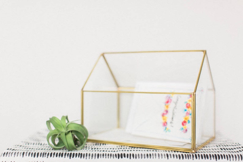 Gold Glass House Card Box Personalized Wedding Card Box Etsy