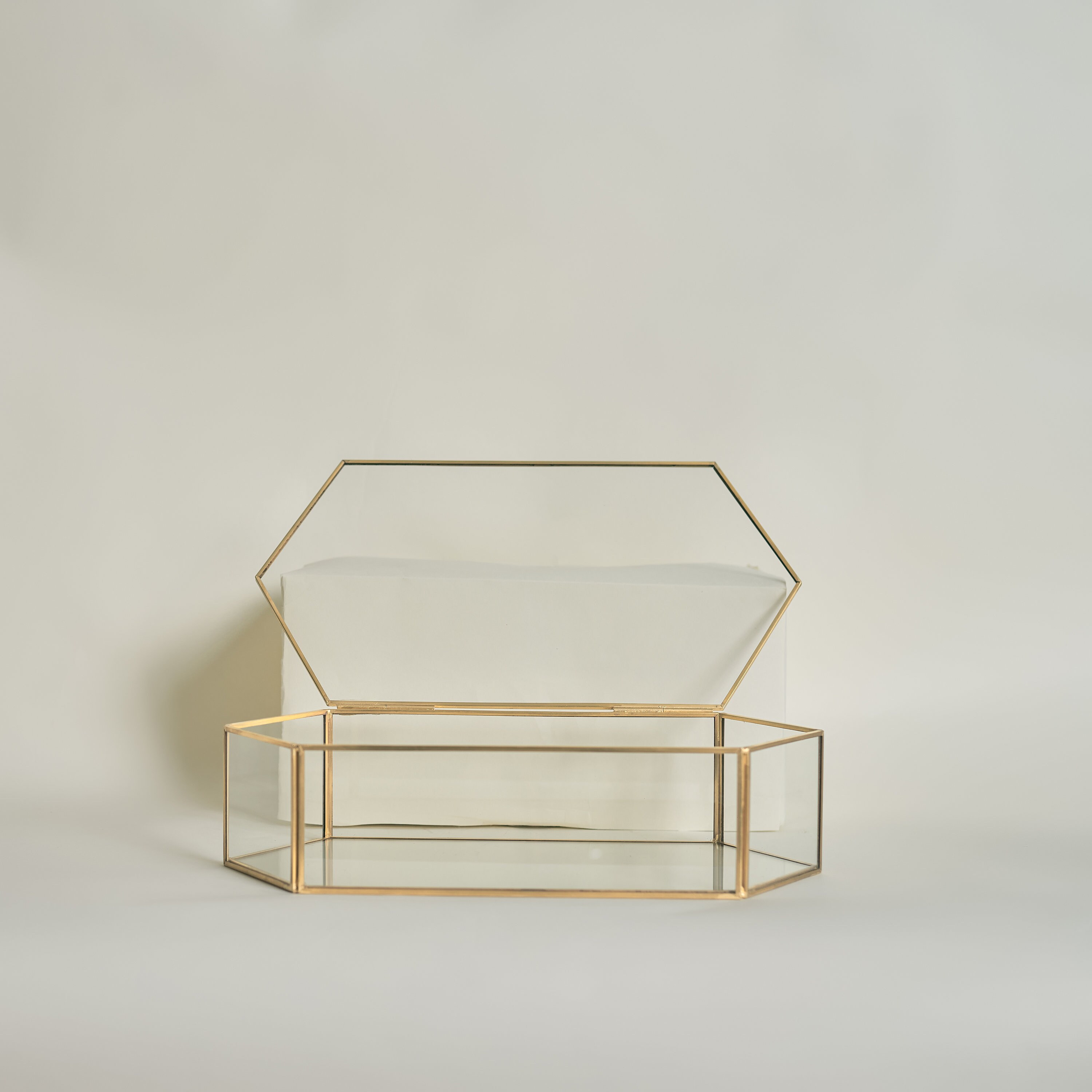 Party Supplies Gold Glass Card Box Geometric Glass Card Box Gem Card