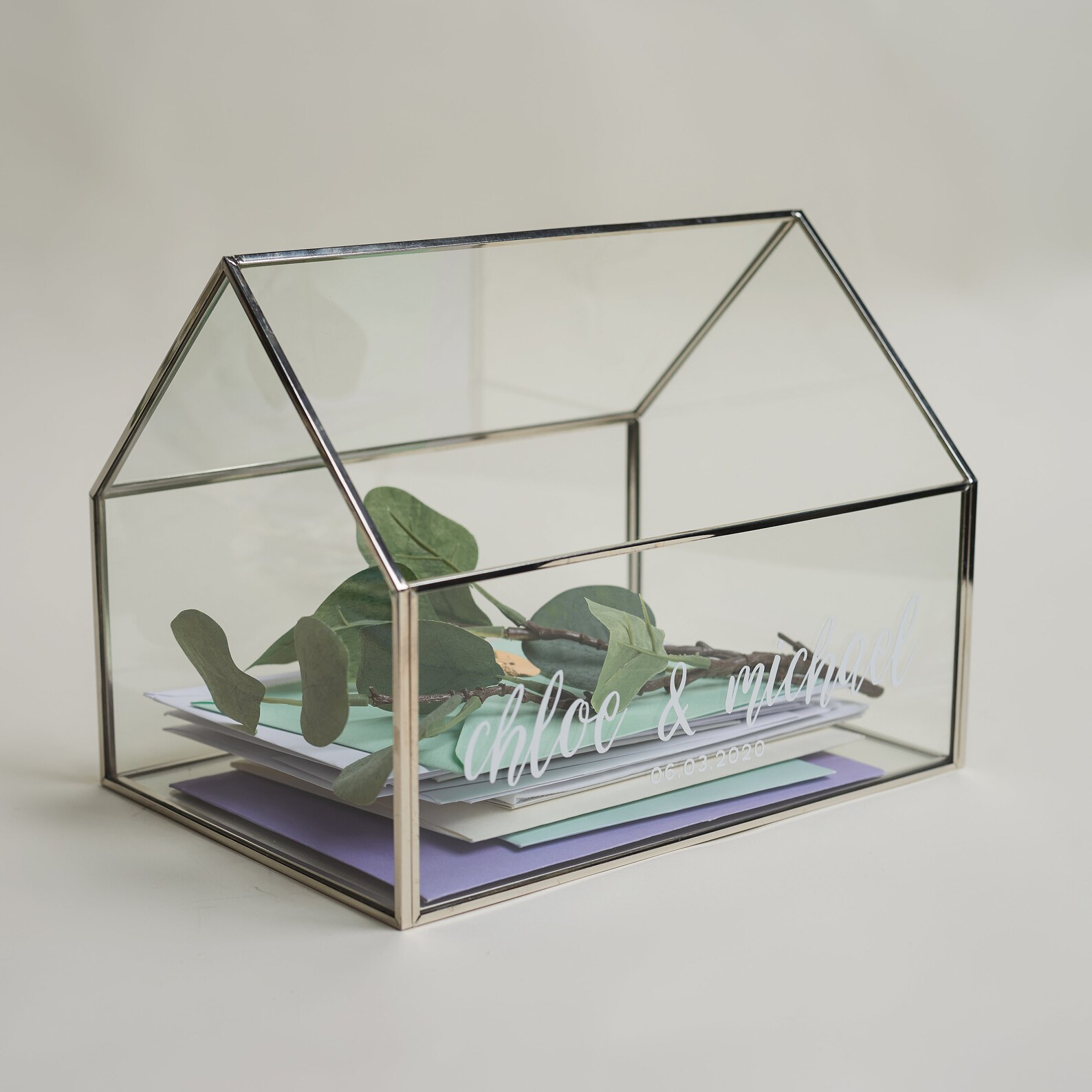 Silver Glass House Card Box Personalized Wedding Card Box Etsy