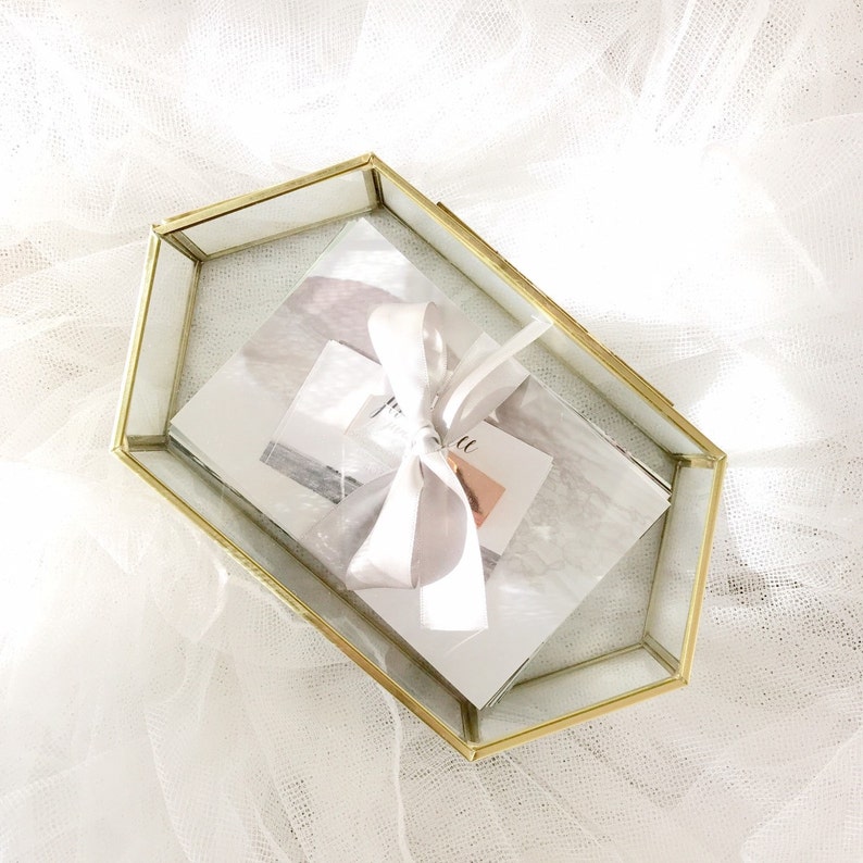 Glass Jewelry Box Geometric Photo Box Bridesmaid Gift Etsy
