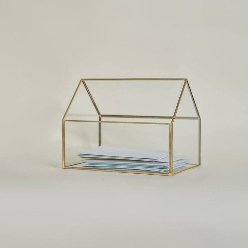 Gold Glass House Card Box Personalized Wedding Card Box Etsy