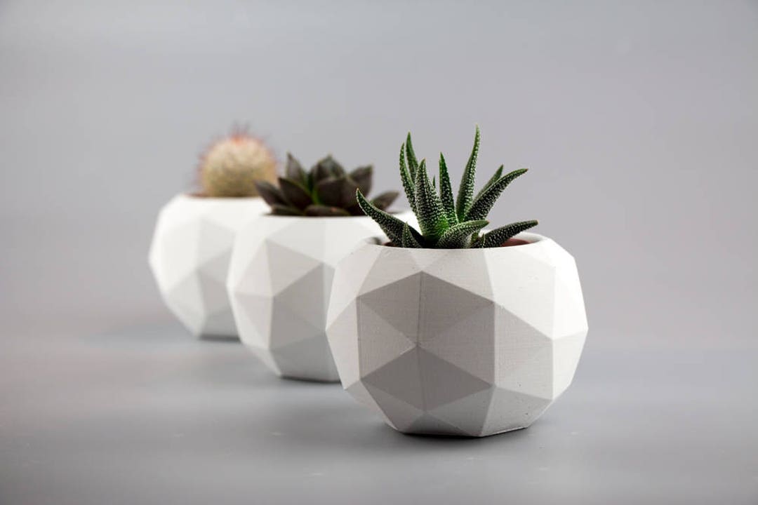 Modern Geometric Concrete Planters - Etsy