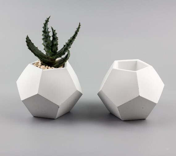 Geometric Concrete Planter Succulent Planter Succulent Etsy