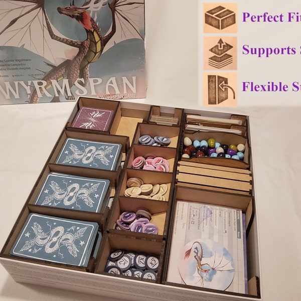 Wyrmspan Wood Insert Organizer for Board Game