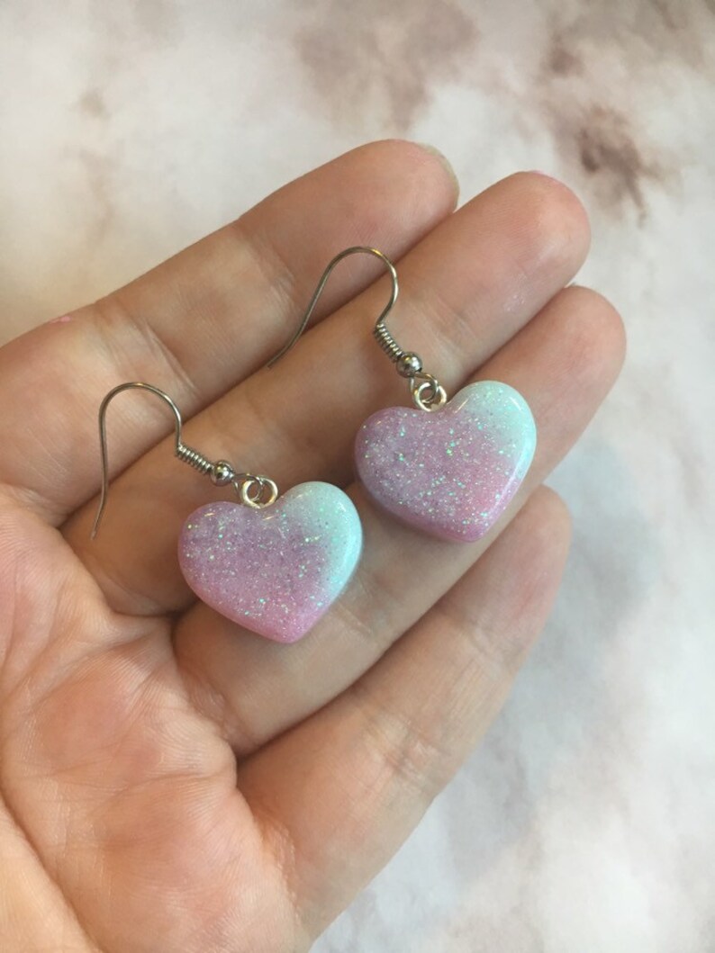 Pastel Heart Earrings Etsy