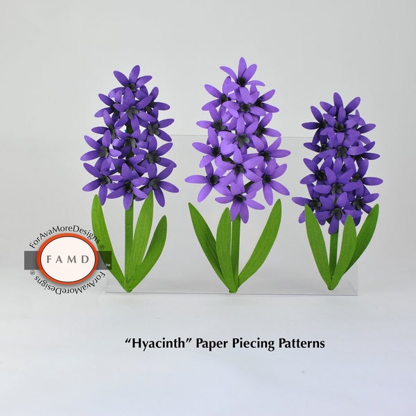 2D 3D Hyacinth Flowers SVG Digital Die Cut Paper Piecing Pattern for Card Making, Scrapbooking, and Invitations