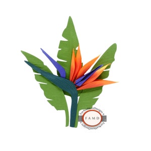 3D 極楽鳥 トロピカル ハワイアン 植物 花 SVG デジタル ダイカット ペーパー ピーシング パターン カード作成とスクラップブッキング用